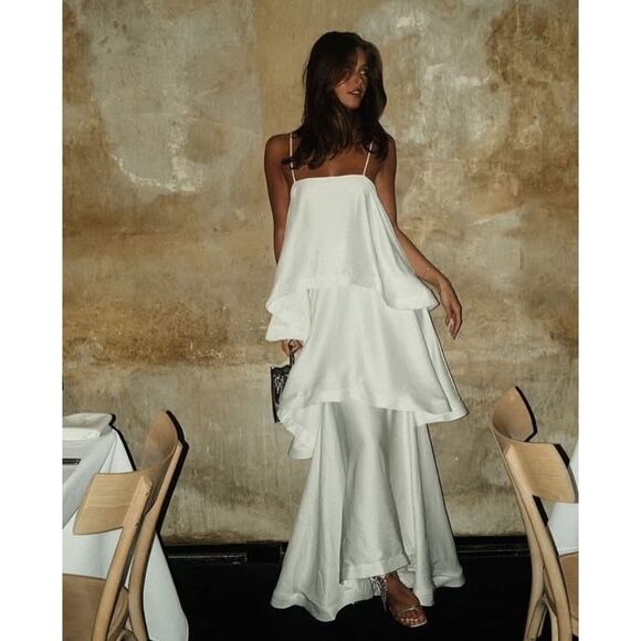 Elliatt Tilly Tiered Maxi Dress White bachelorette wedding Bridal size XL NWT - Picture 2 of 9